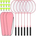 6 Packs Badminton Rackets Set Include 6 Lightweight Rackets 12 Nylon Plastic Shuttlecocks 3 Carrying Bags for Summer Outdoor Backyard Games Sports Beginners Adults