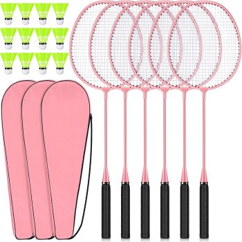 6 Packs Badminton Rackets Set Include 6 Lightweight Rackets 12 Nylon Plastic Shuttlecocks 3 Carrying Bags for Summer Outdoor Backyard Games Sports Beginners Adults