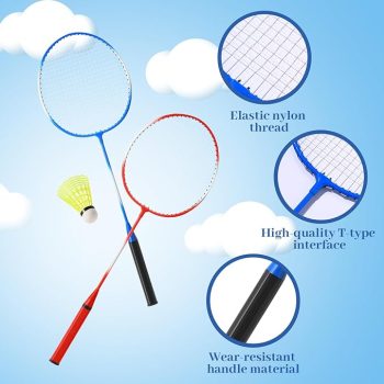 8 Pieces Badminton Rackets Set with 12 Badminton and 4 Carrying Bag, Shuttlecocks Lightweight Ball Racquets Equipment Set for Adults and Teenagers