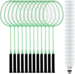12 Pcs Badminton Rackets Bulk with 18 Nylon Badmintons, Shuttle Set for Adults Teenagers Youth Beginners Advanced Player Backyard Gym Beach Outdoor