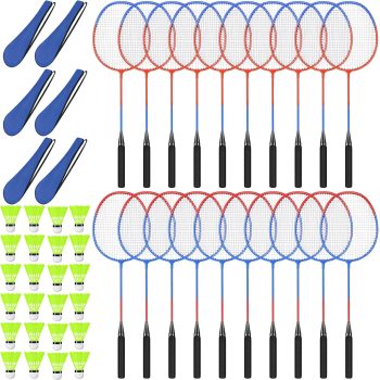 20 Pcs Badminton Rackets Set with 24 Shuttlecocks and 6 Carrying Bags, Sturdy Lightweight Badminton Rackets Racquet for Adults Beginners Indoor Outdoor Backyards