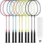 10 Packs Badminton Rackets Set with 15 Shuttlecocks Badminton Racquets for Adult and Lightweight Teenagers Shuttlecock Set for Backyard Gym Beach Outdoor Games